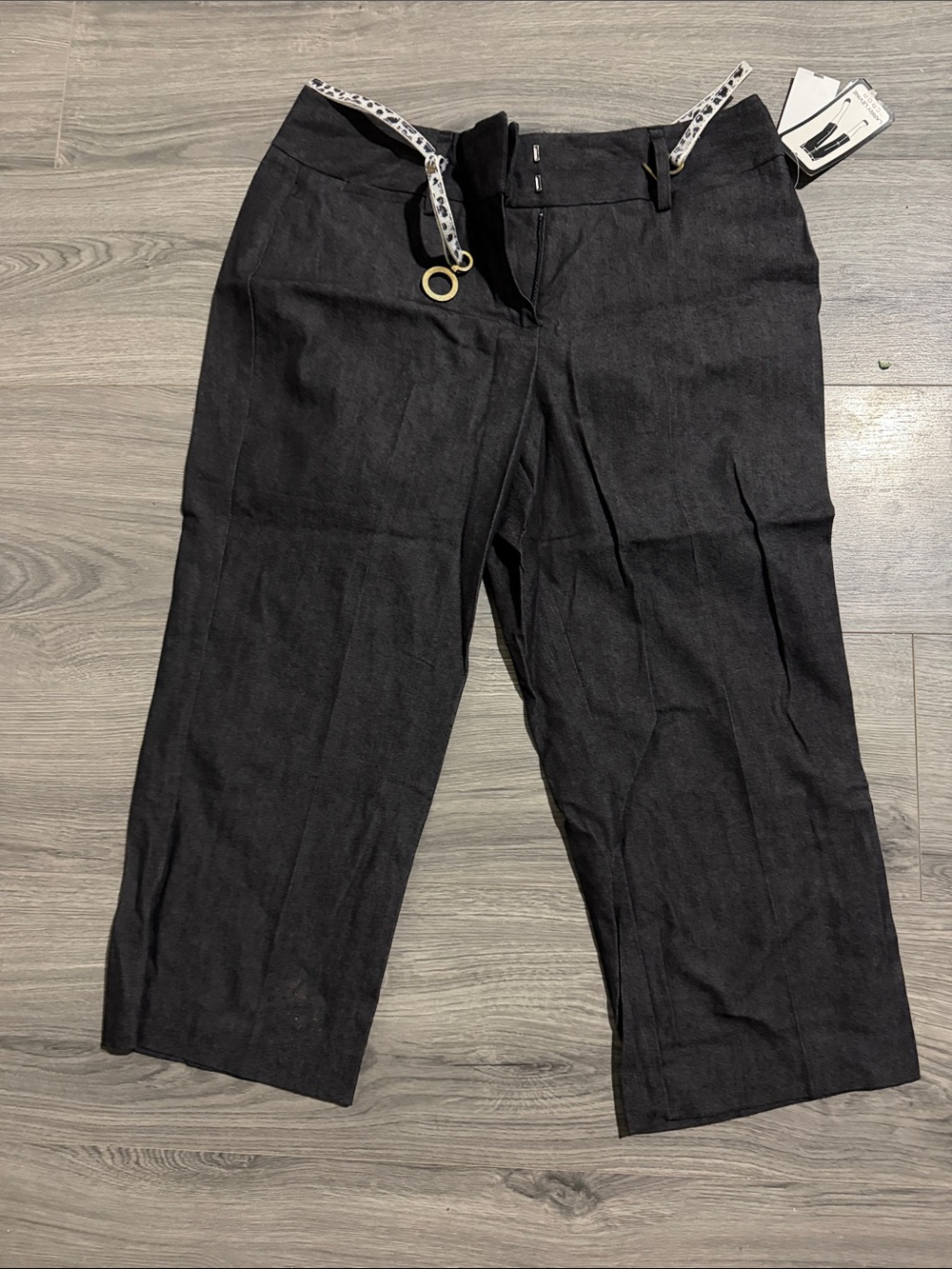 Larry Levine Black Stretch Cropped Trousers